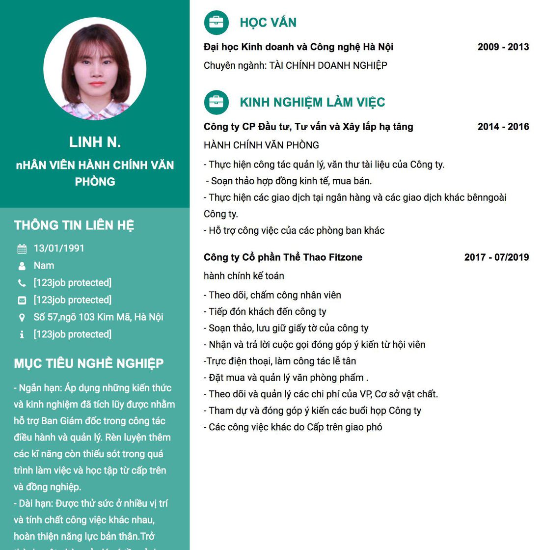 Gợi ý cách viết Mẫu CV tham khảo nHÂN VIÊN HÀNH CHÍNH VĂN PHÒNG 