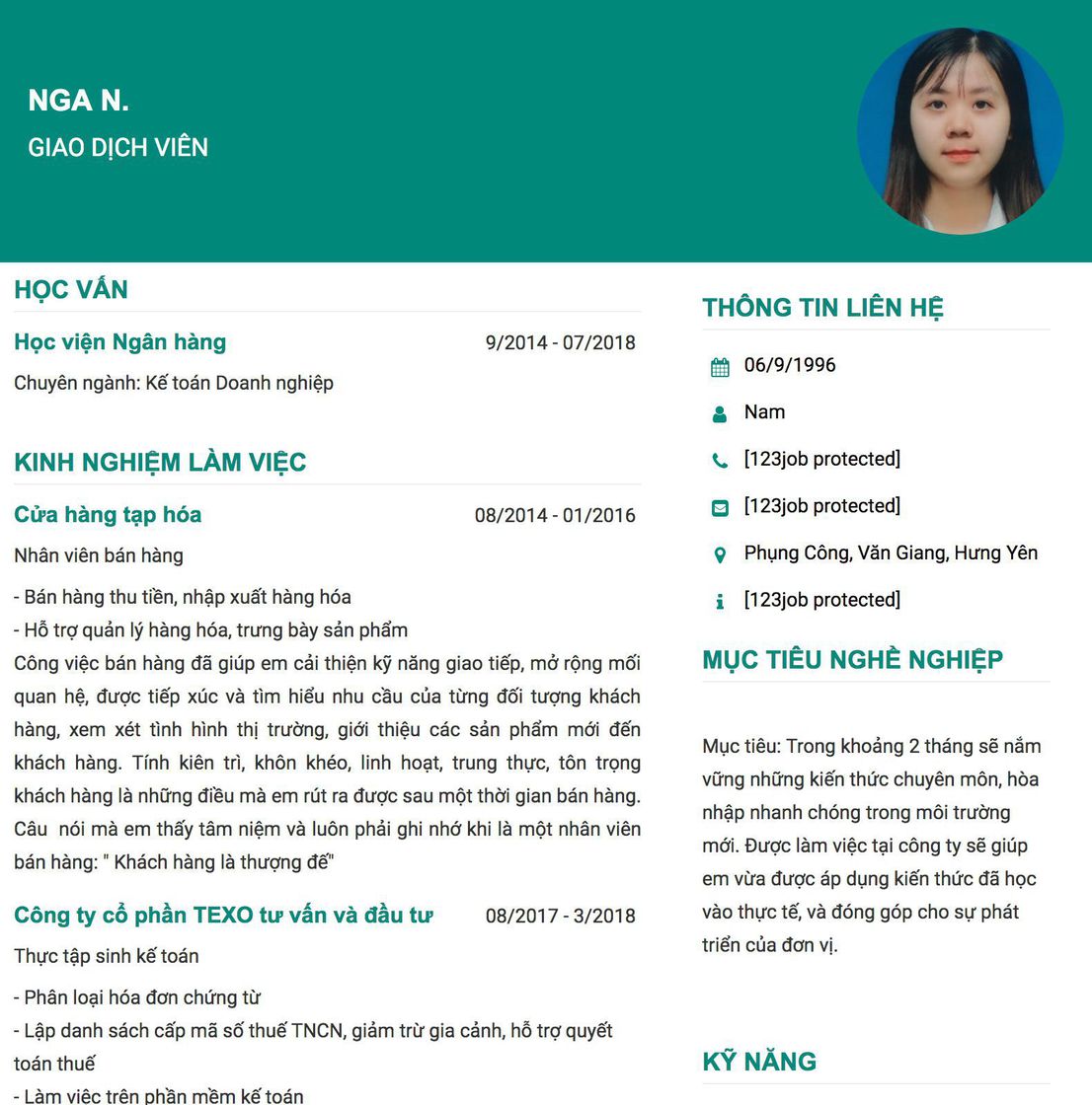 Gợi ý cách viết Mẫu CV tham khảo GIAO DỊCH VIÊN 