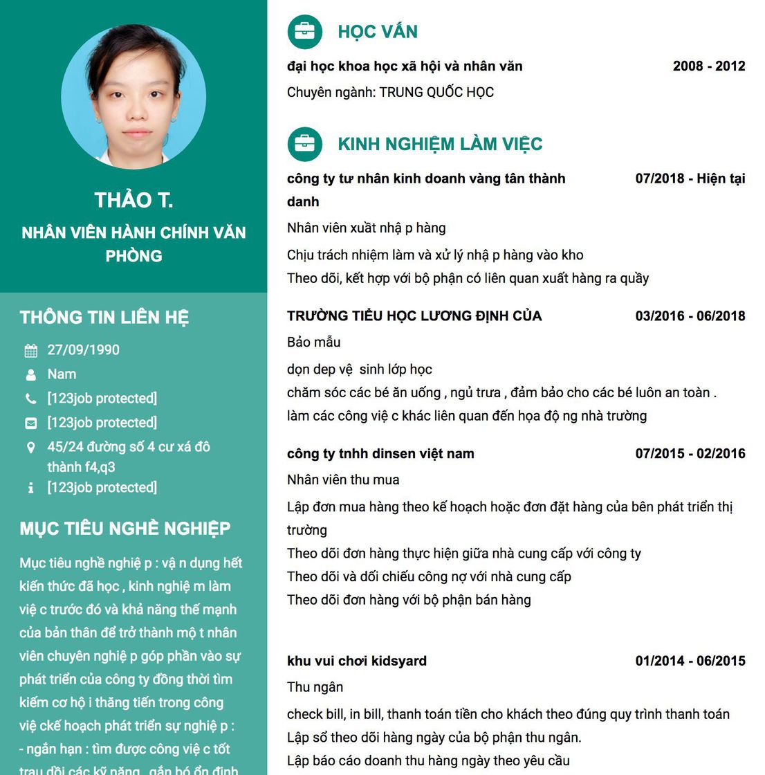 Gợi ý cách viết Mẫu CV tham khảo NHÂN VIÊN HÀNH CHÍNH VĂN PHÒNG 