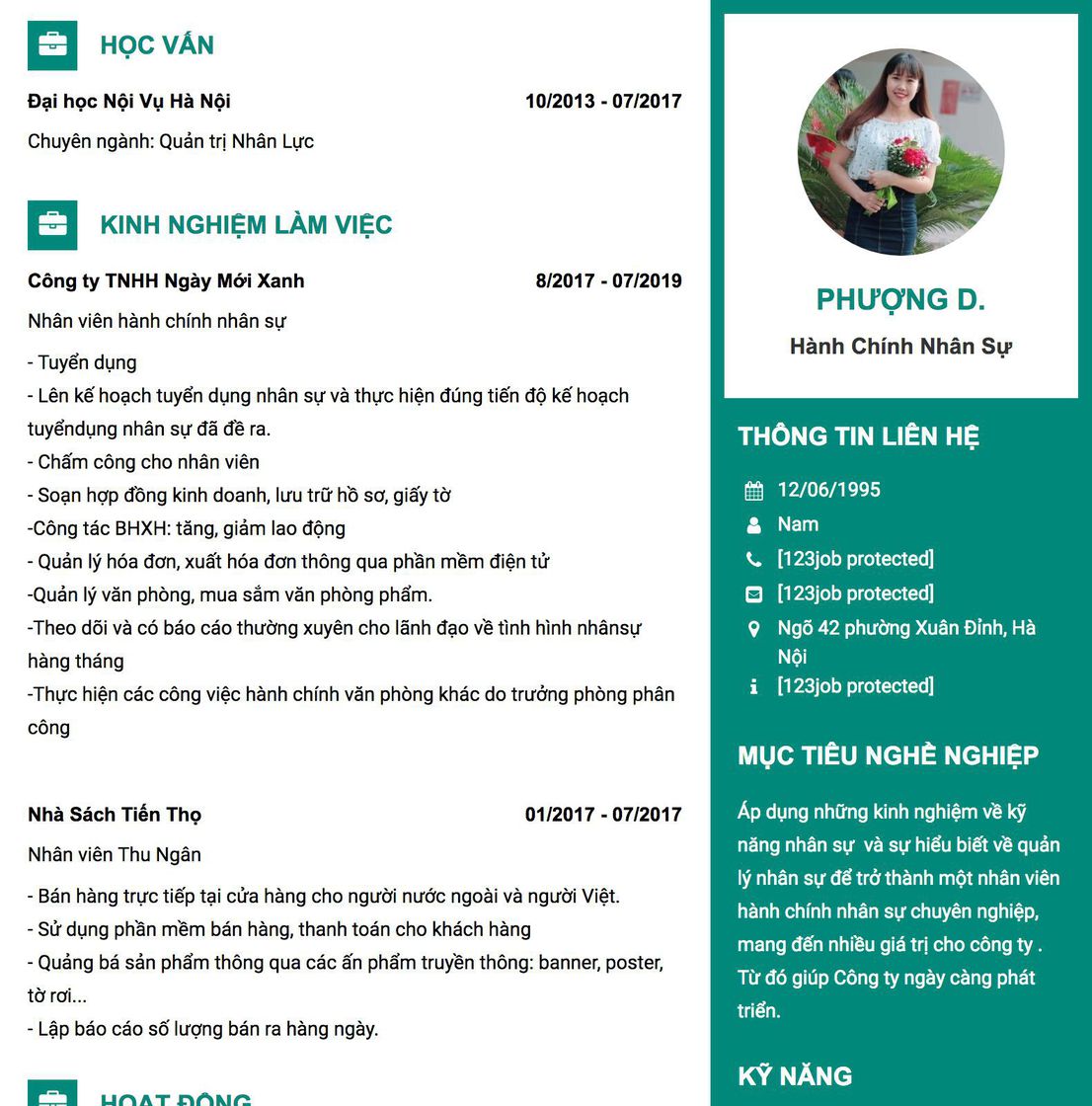 Gợi ý cách viết Mẫu CV tham khảo Hành chính nhân sự 