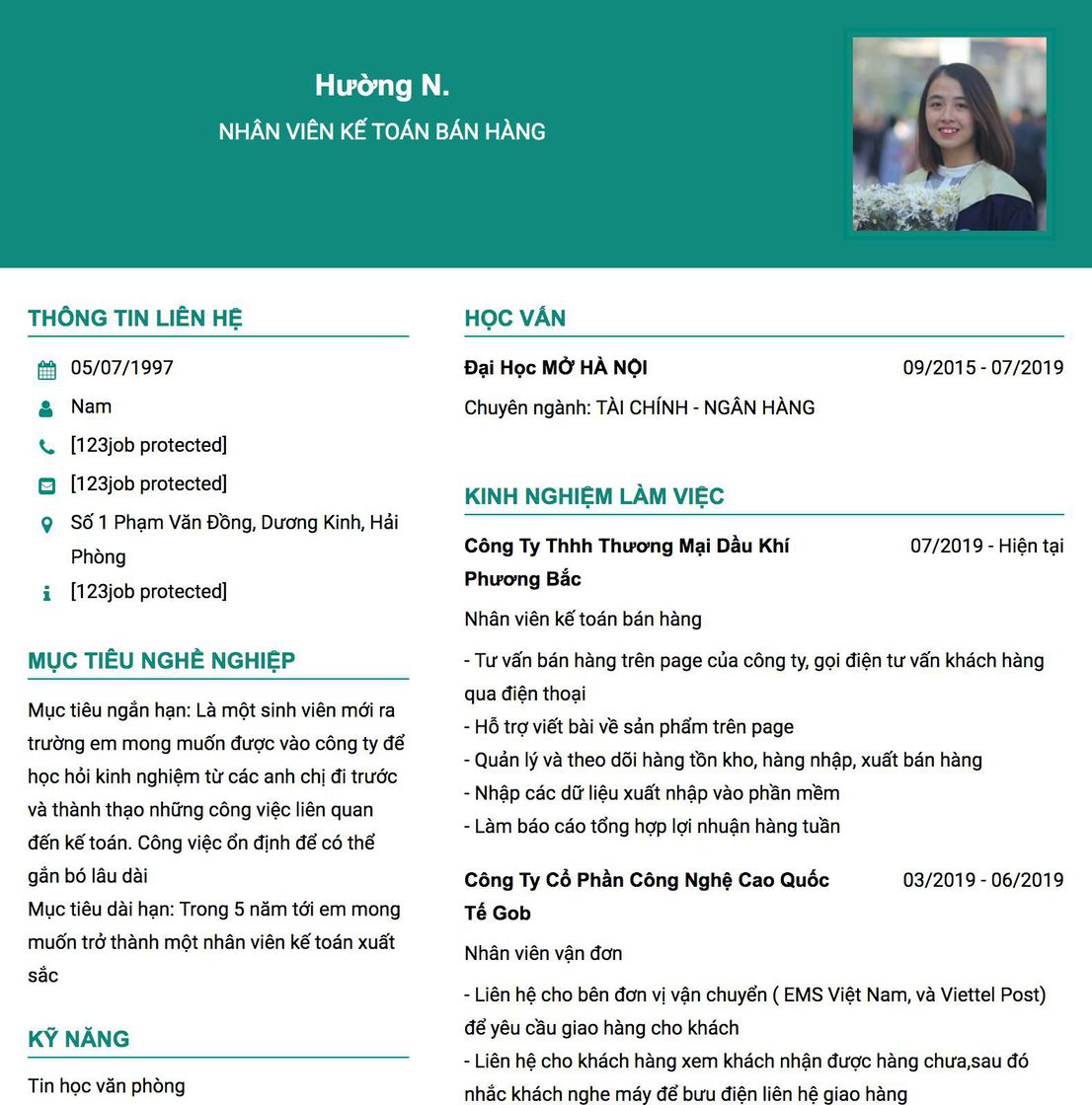 Gợi ý cách viết Mẫu CV tham khảo nhân viên kế toán bán hàng 
