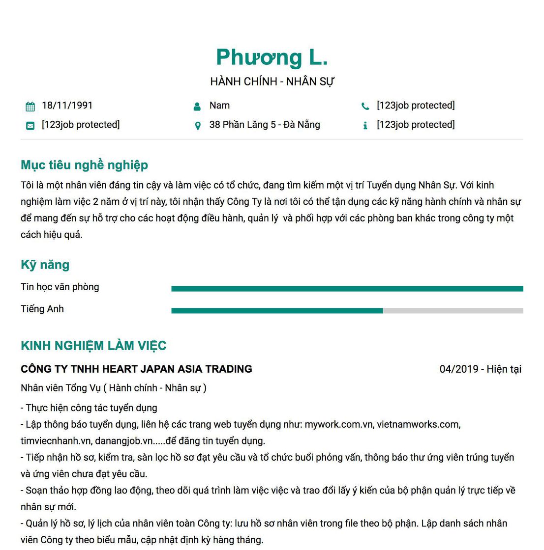 Gợi ý cách viết Mẫu CV tham khảo HÀNH CHÍNH - NHÂN SỰ 