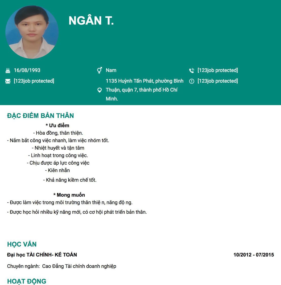 Gợi ý cách viết Mẫu CV tham khảo Chức vụ: Nhân viên kế toán bán hàng 