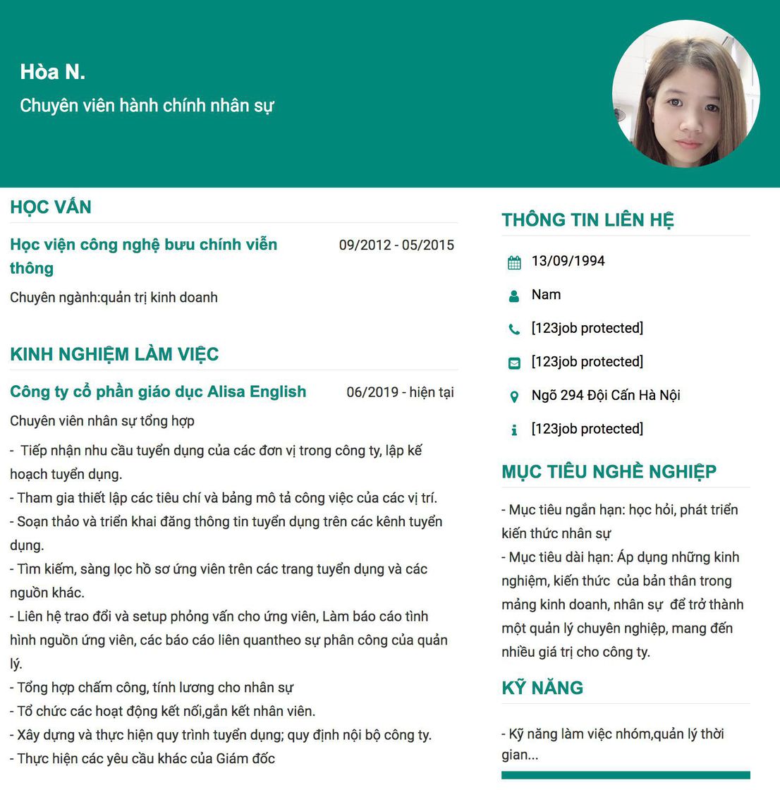 Gợi ý cách viết Mẫu CV tham khảo Chuyên viên hành chính nhân sự 