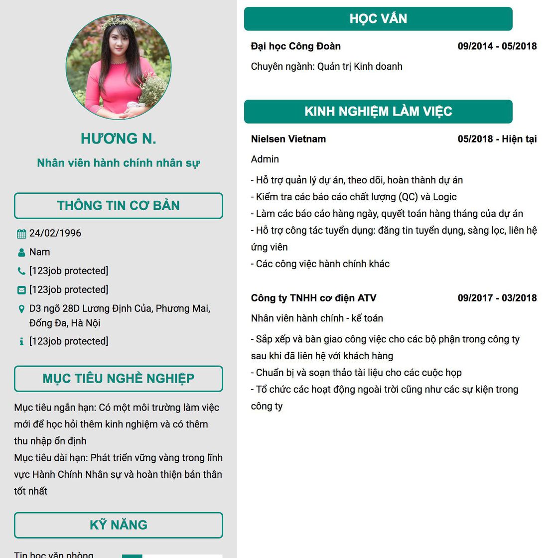 Gợi ý cách viết Mẫu CV tham khảo Nhân viên hành chính nhân sự 
