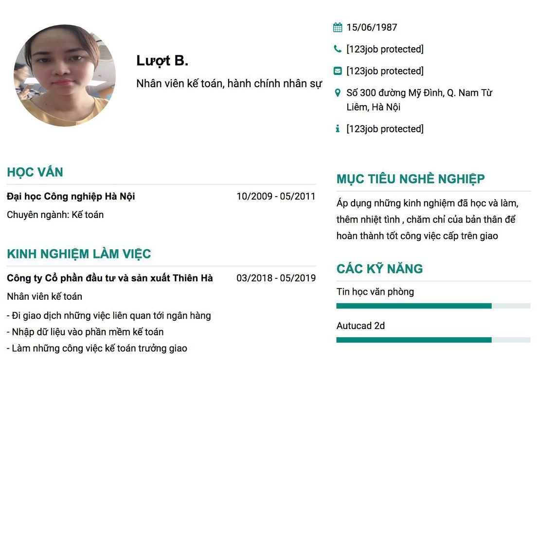 Gợi ý cách viết Mẫu CV tham khảo Nhân viên kế toán, hành chính nhân sự 