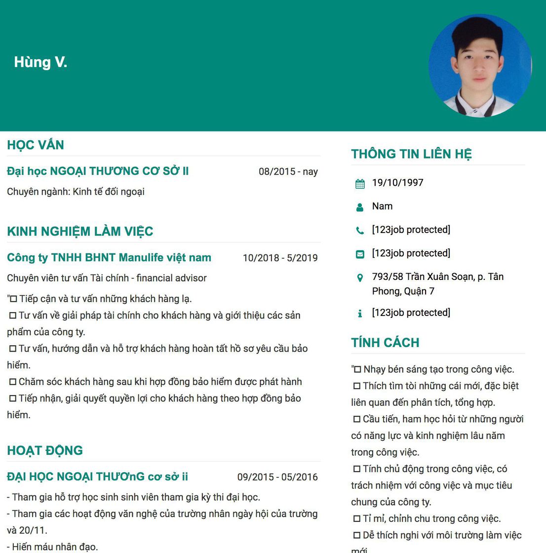 Gợi ý cách viết Mẫu CV tham khảo Chuyên viên tư vấn Tài chính - financial advisor 