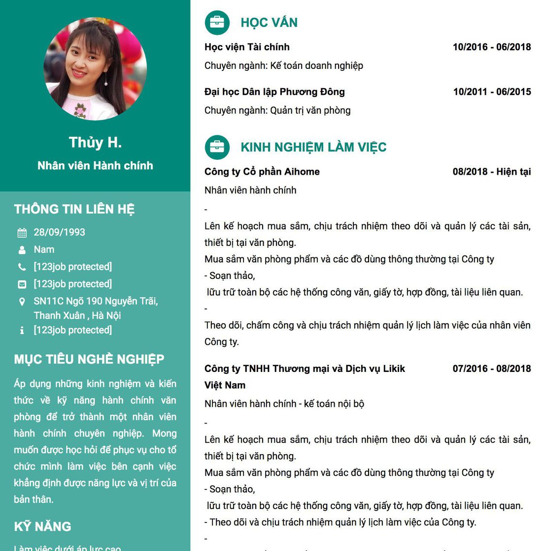 Gợi ý cách viết Mẫu CV tham khảo Nhân viên Hành chính 