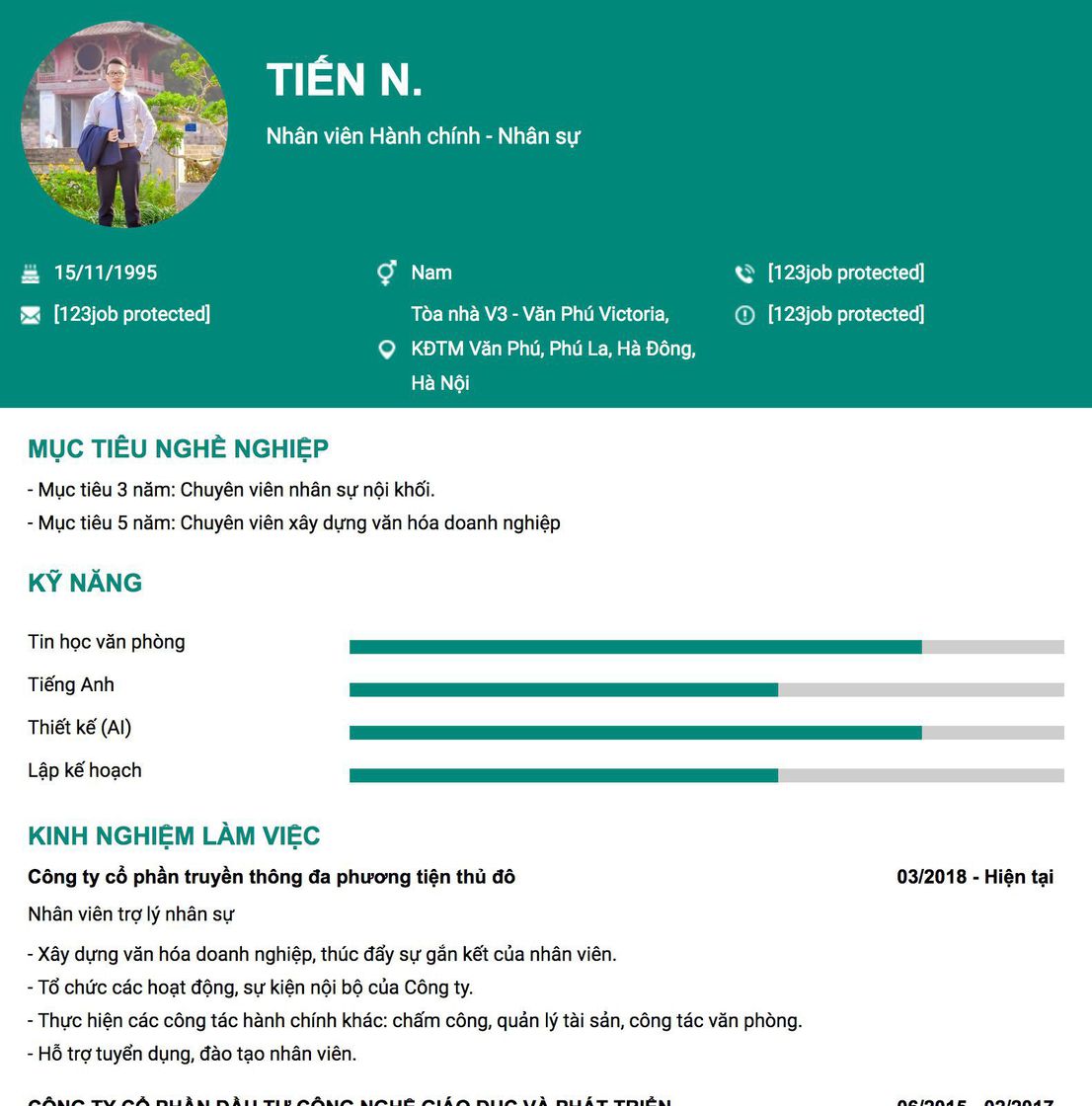 Gợi ý cách viết Mẫu CV tham khảo Nhân viên Hành chính - Nhân sự 