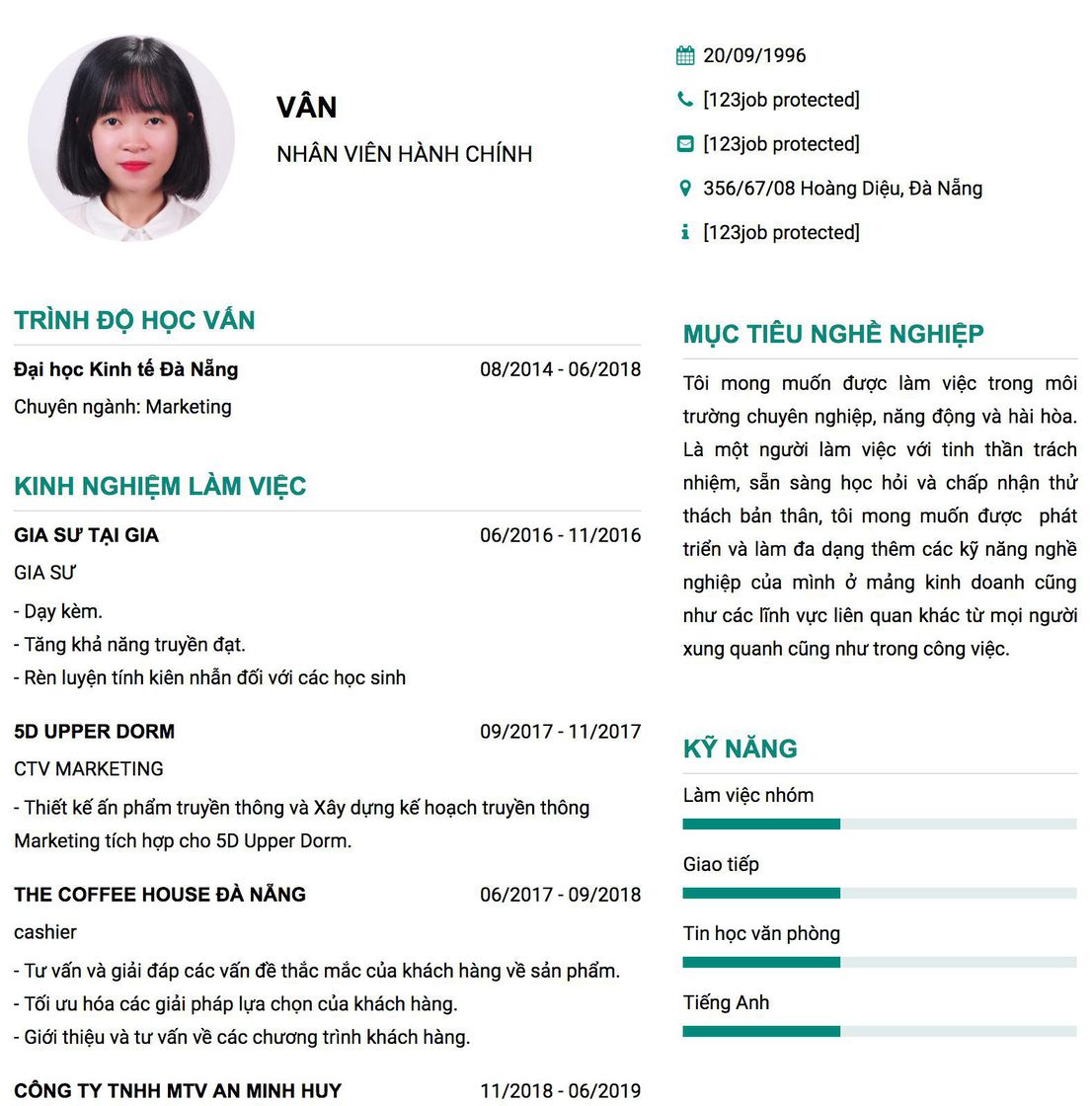 Gợi ý cách viết Mẫu CV tham khảo NHÂN VIÊN HÀNH CHÍNH 