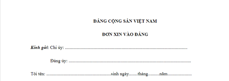 Phần kính gửi trong đơn xin vào Đảng