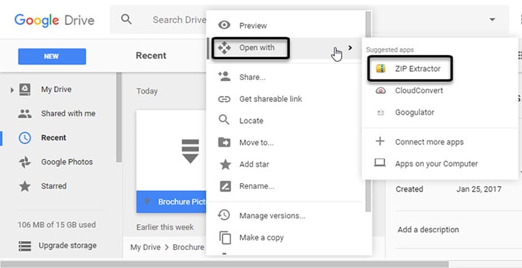Giải n&eacute;n file tr&ecirc;n google drive