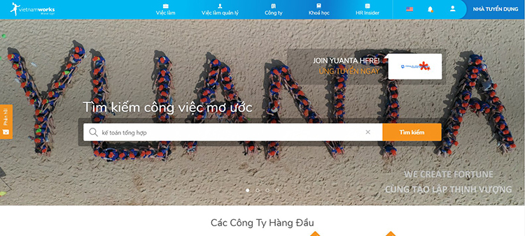 Trang web tuyển dụng vietnamwork