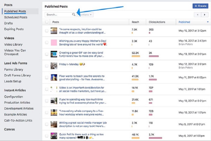 C&aacute;ch t&igrave;m kiếm b&agrave;i đăng cũ với Facebook Marketing&nbsp;