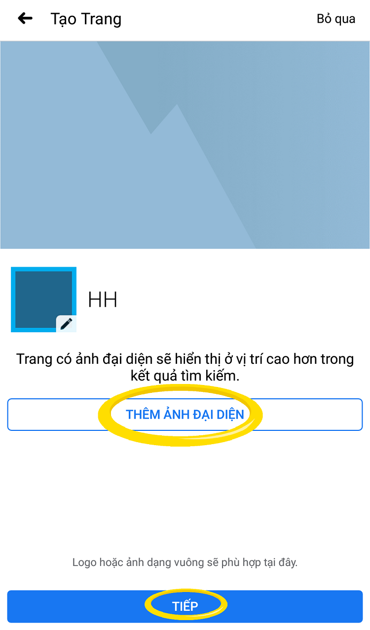 Nhập trang web, tải ảnh b&igrave;a v&agrave; ảnh đại diện l&ecirc;n