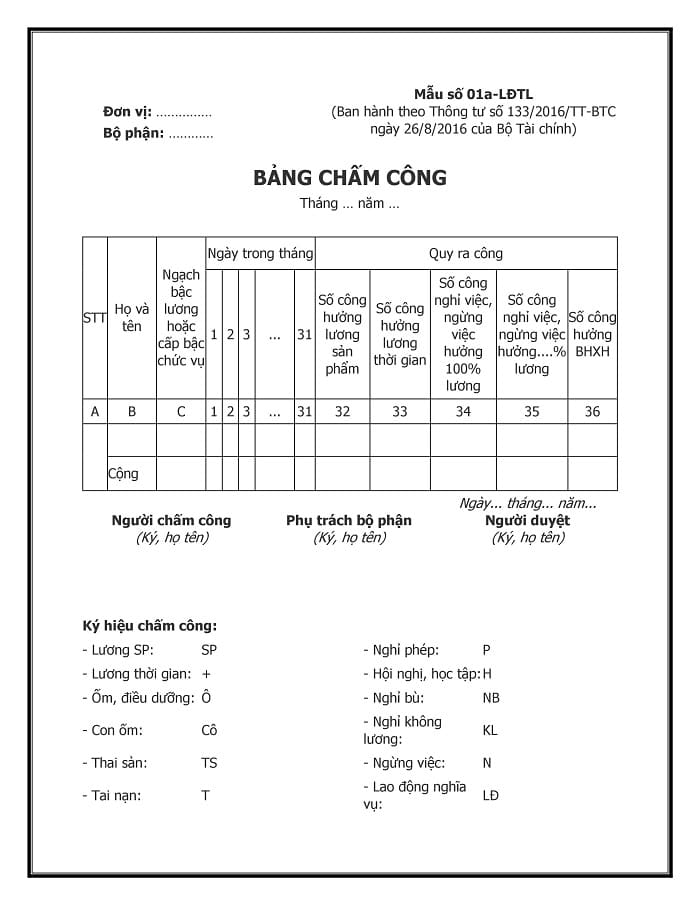 mẫu bảng chấm c&ocirc;ng
