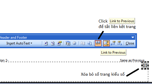 Đ&aacute;nh số trang từ trang bất kỳ trong Word 2003