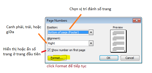 Đ&aacute;nh số trang từ trang bất kỳ trong Word 2003
