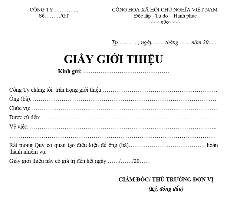 Download mẫu giấy giới thiệu c&ocirc;ng ty
