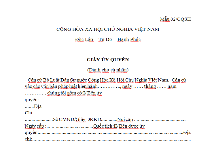Giấy ủy quyền công ty