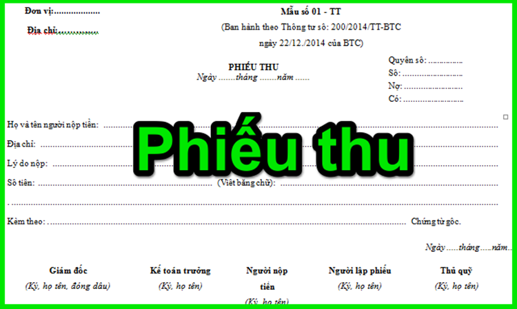 Mẫu phiếu thu l&agrave; g&igrave;