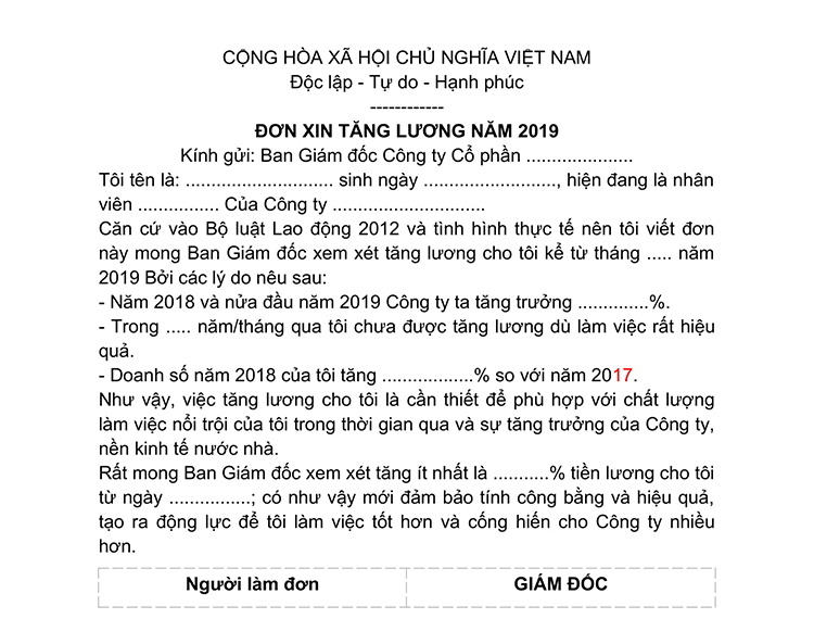 Mẫu đơn đề nghị 