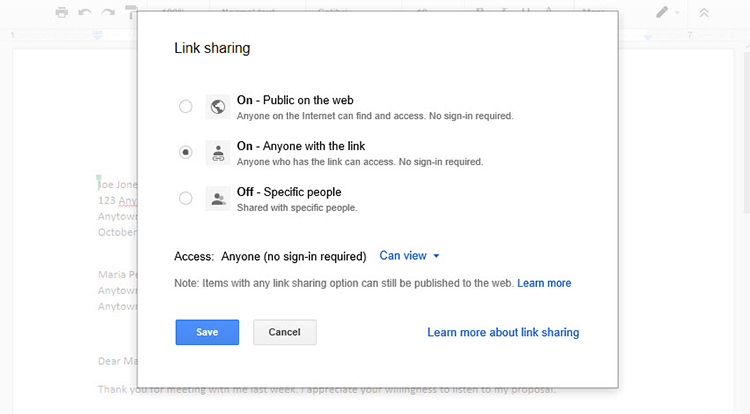 chia sẻ li&ecirc;n kết google docs