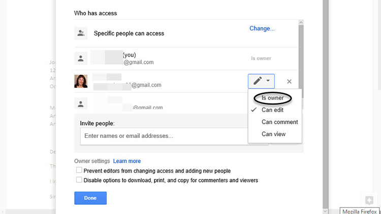 t&ugrave;y chọn của google docs