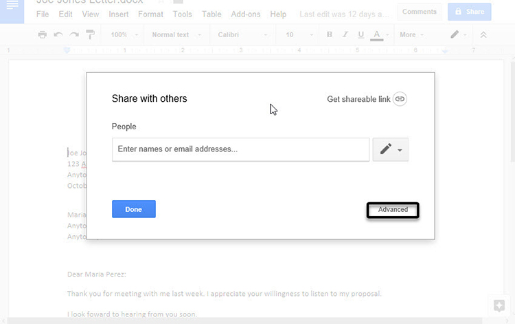 t&ugrave;y chọn chia sẻ n&acirc;ng cao trong Google Docs