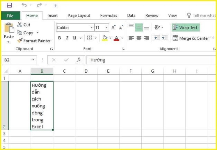 xuống d&ograve;ng trong Excel
