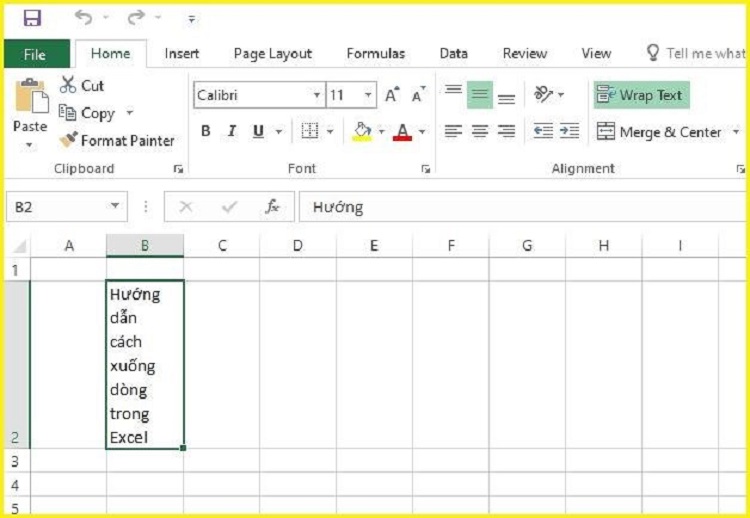 xuống d&ograve;ng trong Excel