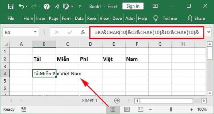 xuống d&ograve;ng Excel