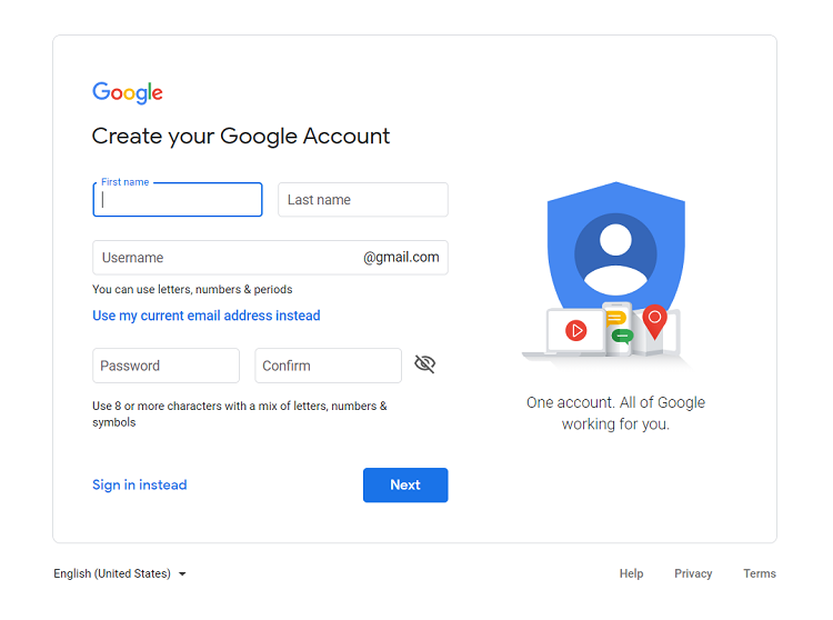 Tạo t&agrave;i khoản google docs