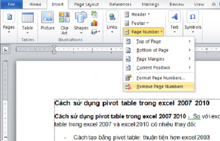 đ&aacute;nh số trang trong Word 