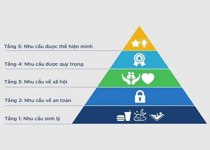 C&aacute;c cấp bậc ở trong th&aacute;p nhu cầu Maslow&nbsp;