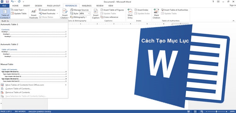 C&aacute;ch l&agrave;m mục lục trong word