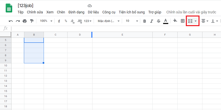 Hợp nhất &ocirc; trong google sheet