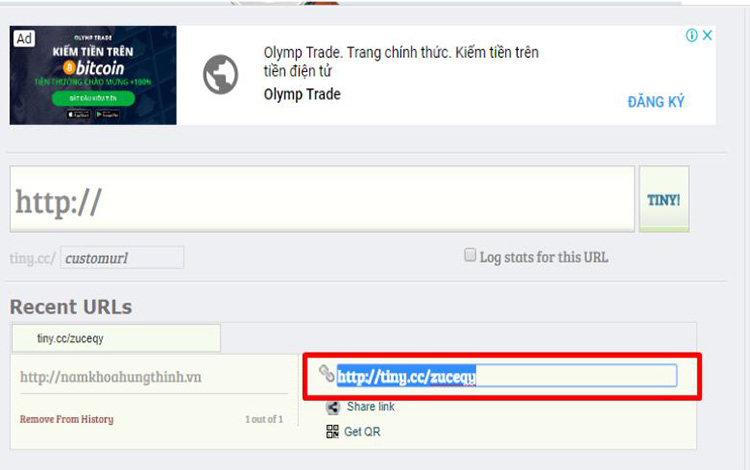 link r&uacute;t gọn google được khoanh m&agrave;u đỏ