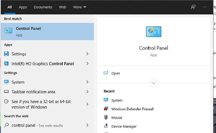 T&igrave;m kiếm Control Panel