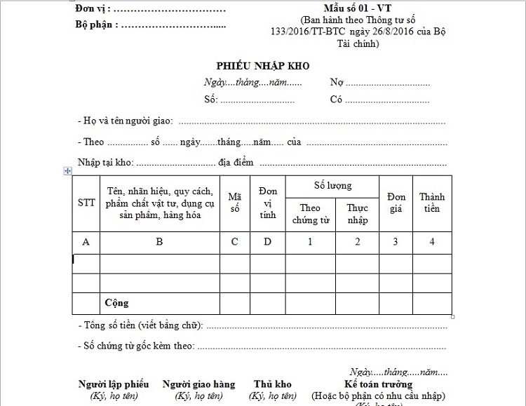 phi&ecirc;u nhập kho l&agrave; g&igrave;?