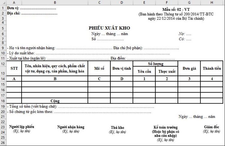 c&aacute;ch viết phiếu xuất kho