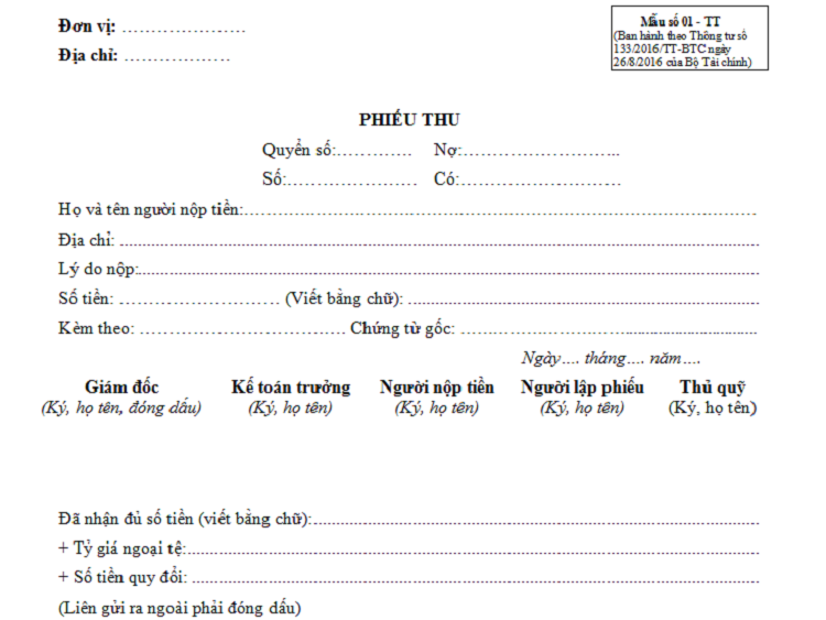 mục đ&iacute;ch ghi phiếu thu l&agrave; g&igrave;?