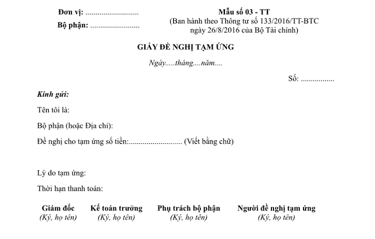 mẫu giấy đề nghị theo th&ocirc;ng tư 113
