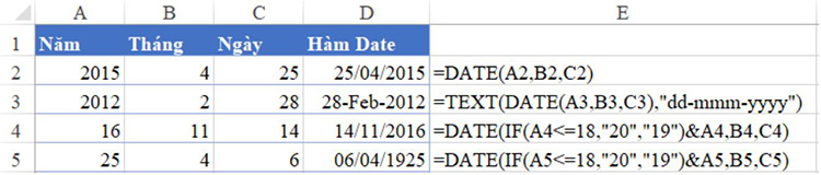 ứng dụng h&agrave;m Date