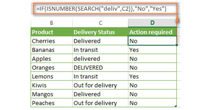 C&ocirc;ng thức IF trong Excel cho gi&aacute; trị văn bản với việc tham chiếu từng phần