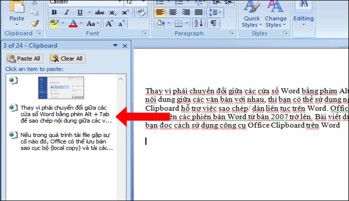C&aacute;ch sử dụng Office Clipboard word