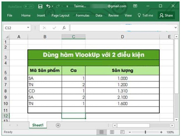 H&agrave;m Vlookup 2 Điều Kiện Trường Hợp Tạo Cột Phụ