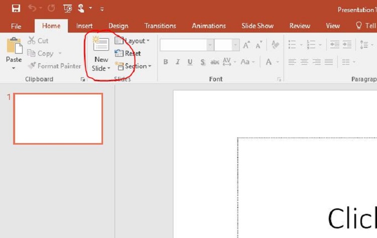 th&ecirc;m slide mới trong powerpoint