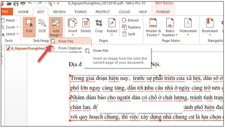 thực hiện ch&egrave;n th&ecirc;m ảnh