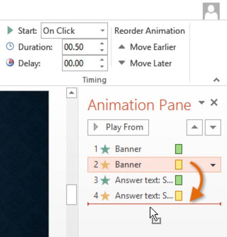 Chuyển những hiệu ứng PowerPoint theo thứ tự kh&aacute;c nhau tr&ecirc;n thanh hoạt h&igrave;nh